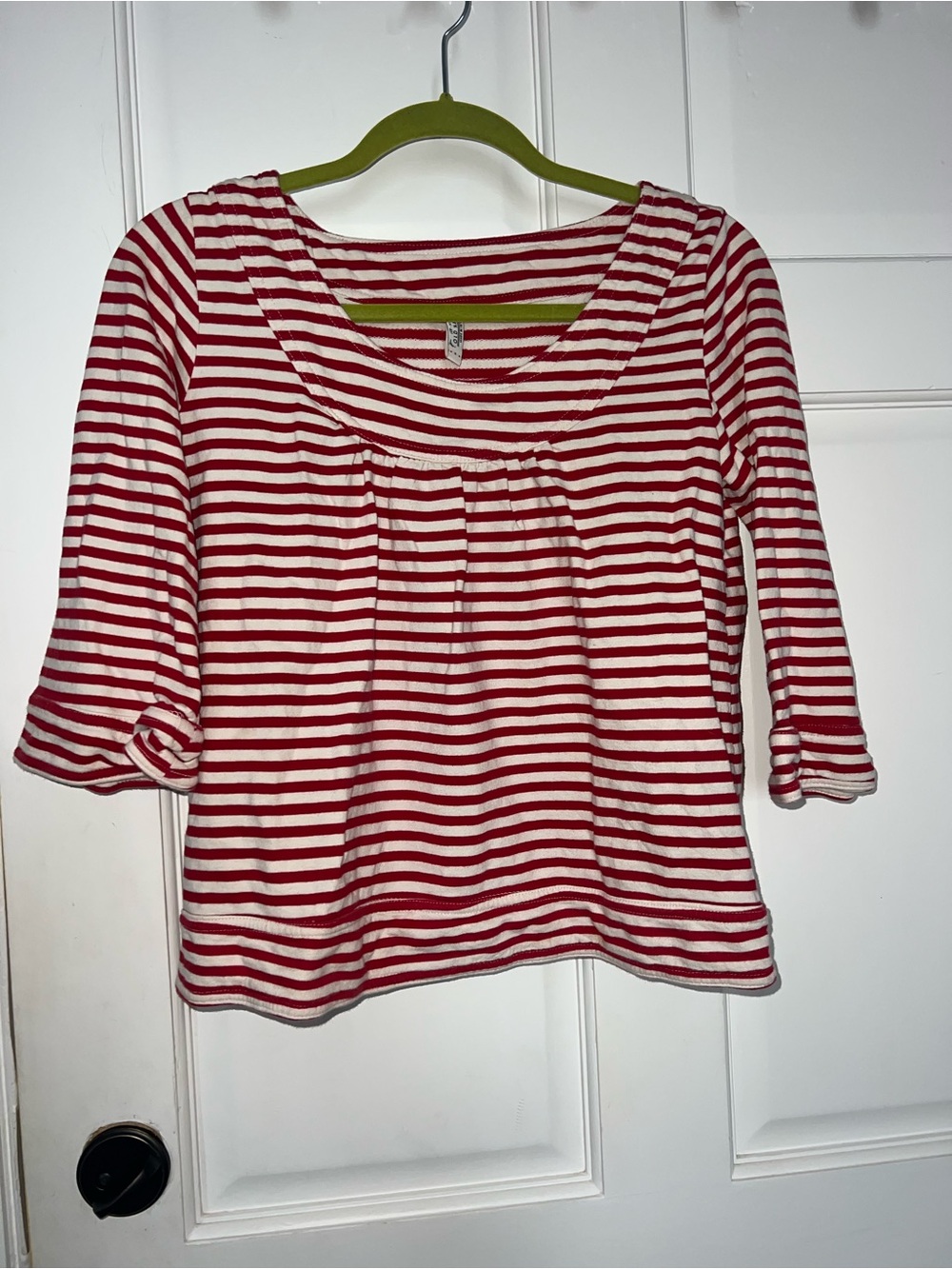 Red & White Striped Women’s Scoop Neck Top